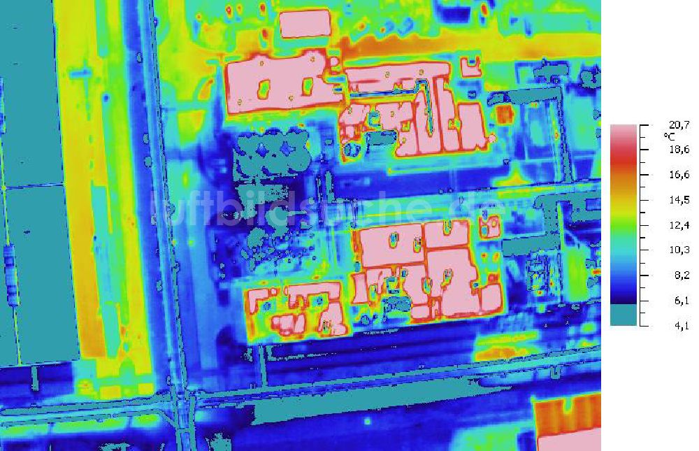 Infrarot-Luftbild SCHKOPAU - Senkrecht- Infrarotluftbild Industrieanlagen und Leitungssystemen der Buna-Werke GmbH Schkopau.