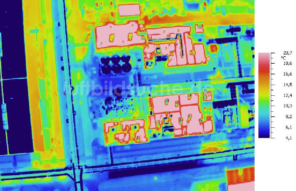 Infrarot-Luftbild SCHKOPAU - Senkrecht- Infrarotluftbild Industrieanlagen und Leitungssystemen der Buna-Werke GmbH Schkopau.
