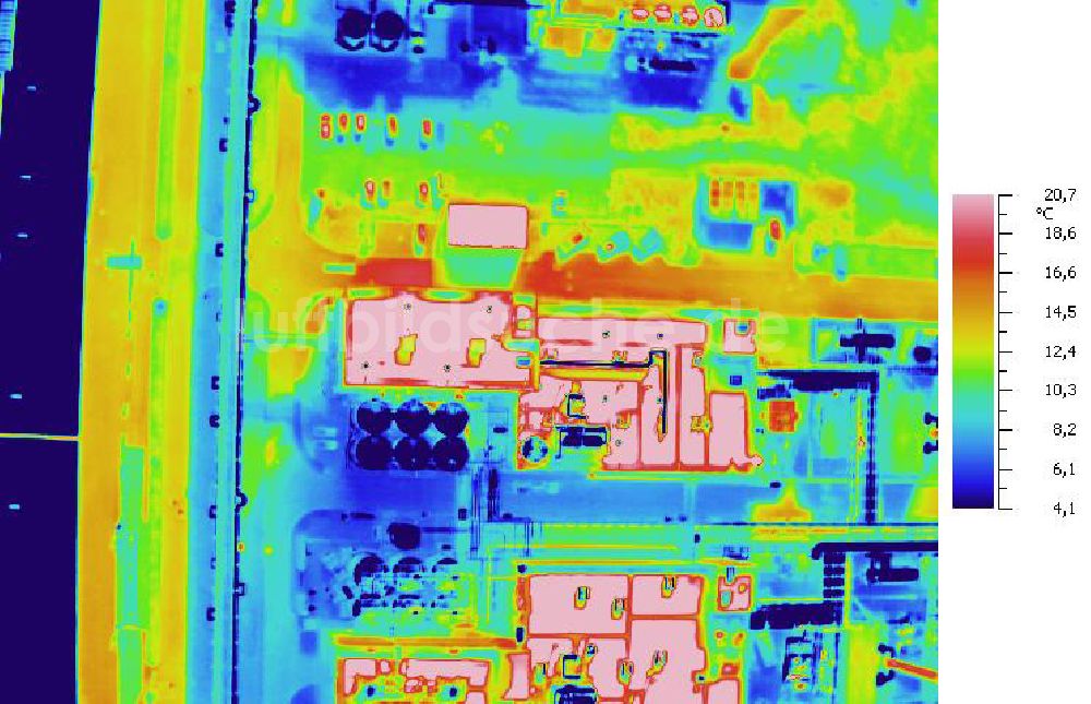 Infrarot-Luftbild SCHKOPAU - Senkrecht- Infrarotluftbild Industrieanlagen und Leitungssystemen der Buna-Werke GmbH Schkopau.