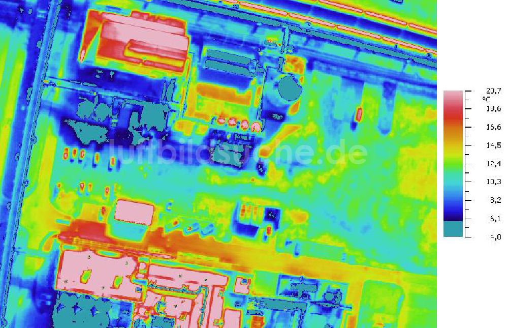 Infrarot-Luftbild SCHKOPAU - Senkrecht- Infrarotluftbild Industrieanlagen und Leitungssystemen der Buna-Werke GmbH Schkopau.