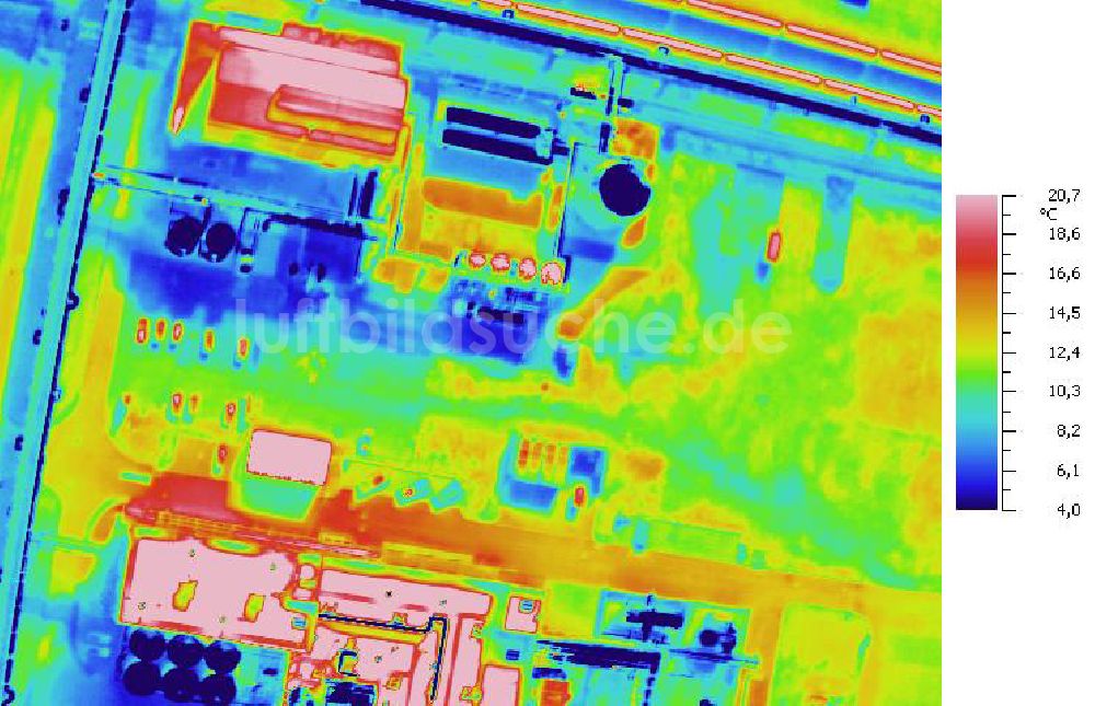 Infrarot-Luftbild SCHKOPAU - Senkrecht- Infrarotluftbild Industrieanlagen und Leitungssystemen der Buna-Werke GmbH Schkopau.