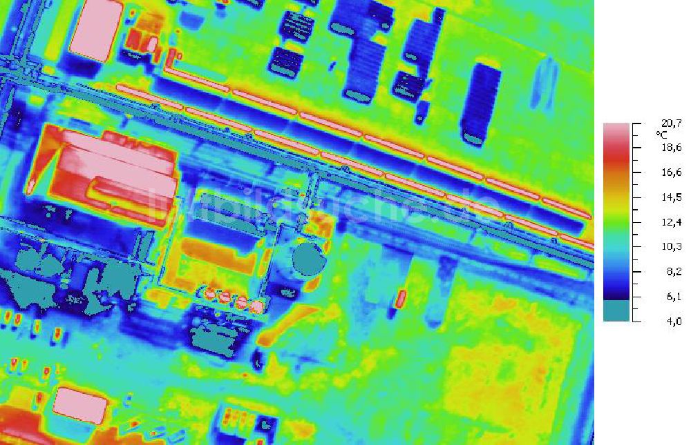 Infrarot-Luftbild SCHKOPAU - Senkrecht- Infrarotluftbild Industrieanlagen und Leitungssystemen der Buna-Werke GmbH Schkopau.