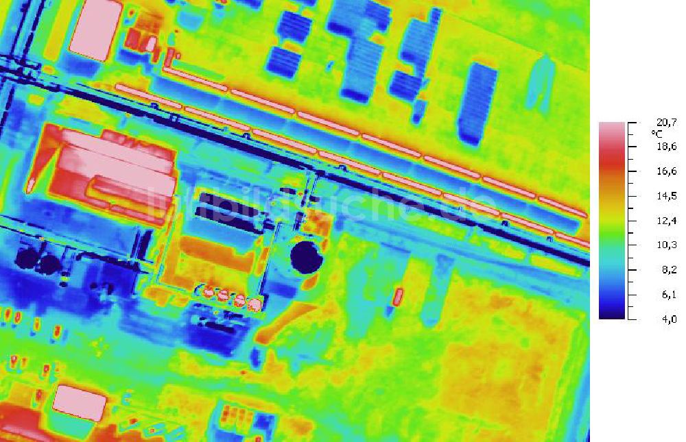 Infrarot-Luftbild SCHKOPAU - Senkrecht- Infrarotluftbild Industrieanlagen und Leitungssystemen der Buna-Werke GmbH Schkopau.