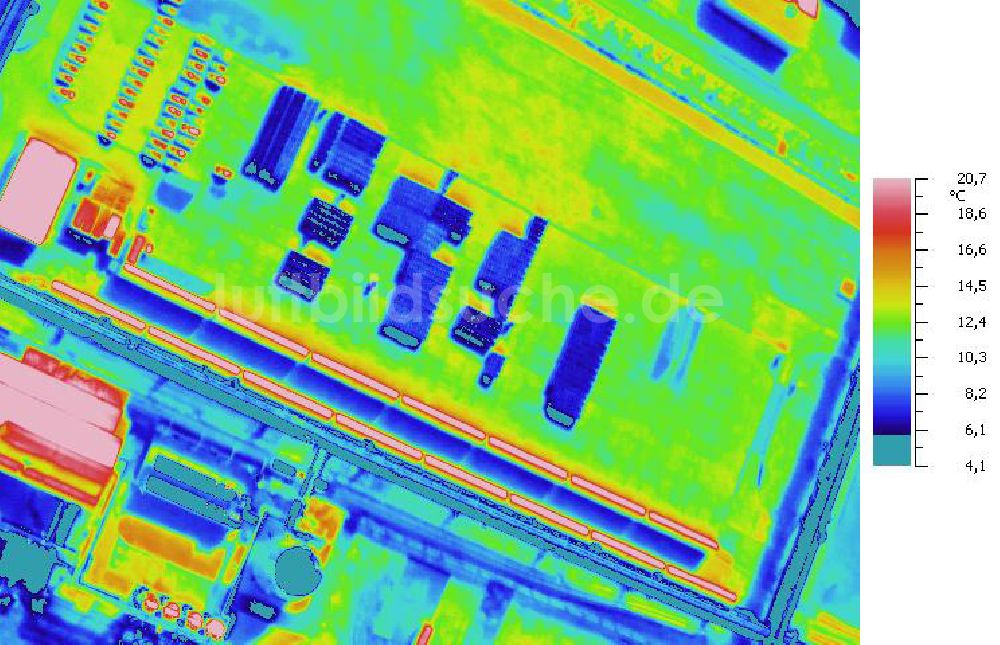 Infrarot-Luftbild SCHKOPAU - Senkrecht- Infrarotluftbild Industrieanlagen und Leitungssystemen der Buna-Werke GmbH Schkopau.