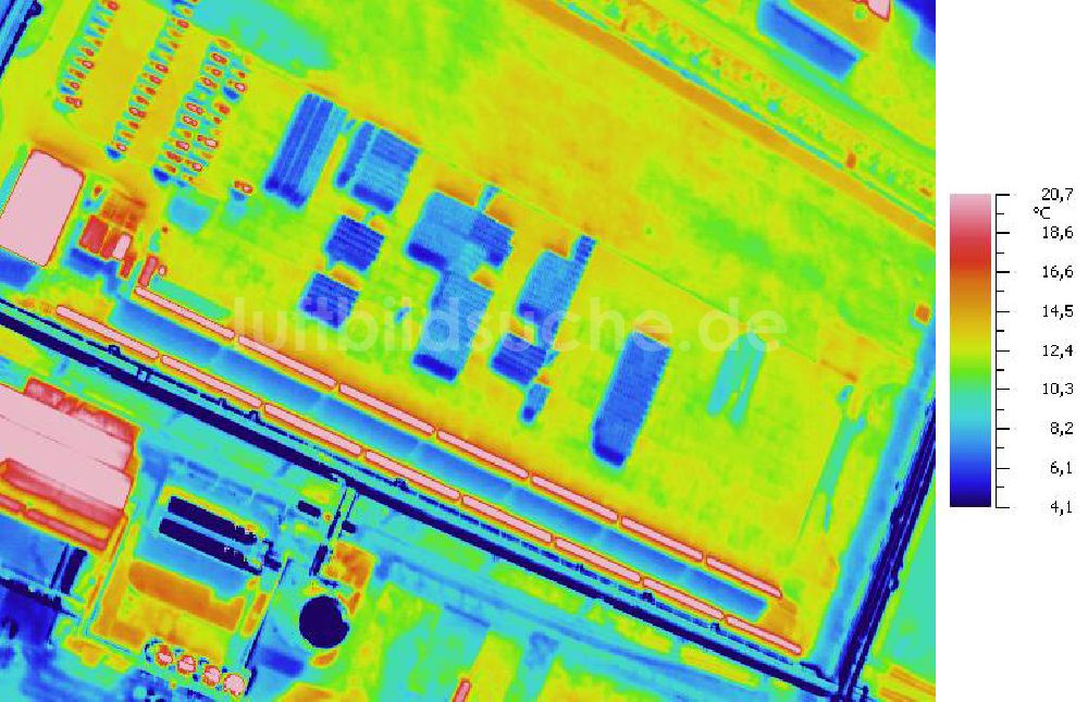 Infrarot-Luftbild SCHKOPAU - Senkrecht- Infrarotluftbild Industrieanlagen und Leitungssystemen der Buna-Werke GmbH Schkopau.