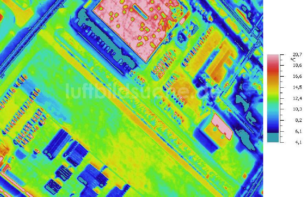 Infrarot-Luftbild SCHKOPAU - Senkrecht- Infrarotluftbild Industrieanlagen und Leitungssystemen der Buna-Werke GmbH Schkopau.