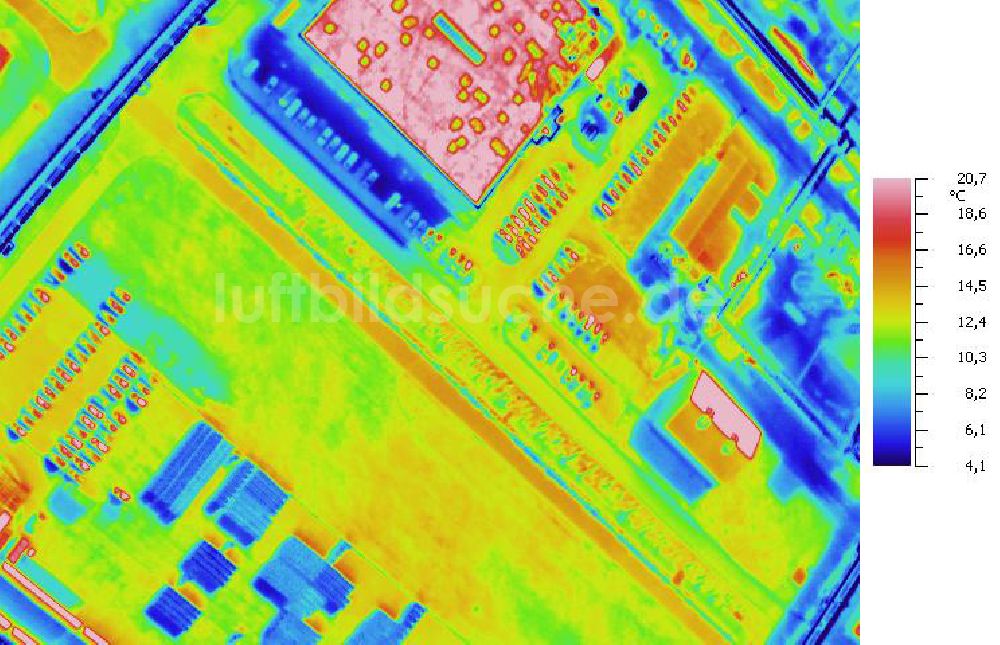 Infrarot-Luftbild SCHKOPAU - Senkrecht- Infrarotluftbild Industrieanlagen und Leitungssystemen der Buna-Werke GmbH Schkopau.