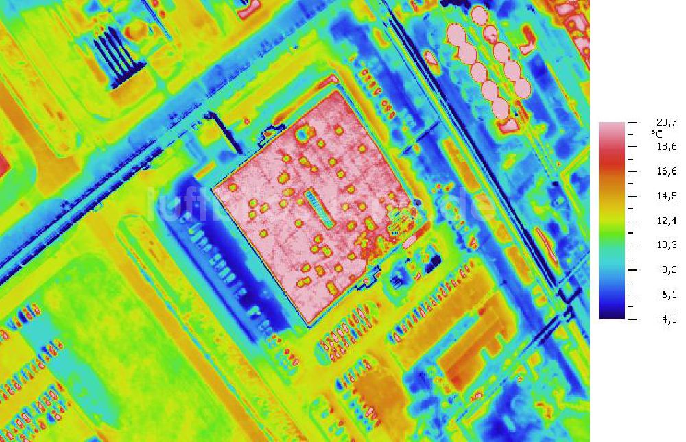 Infrarot-Luftbild SCHKOPAU - Senkrecht- Infrarotluftbild Industrieanlagen und Leitungssystemen der Buna-Werke GmbH Schkopau.