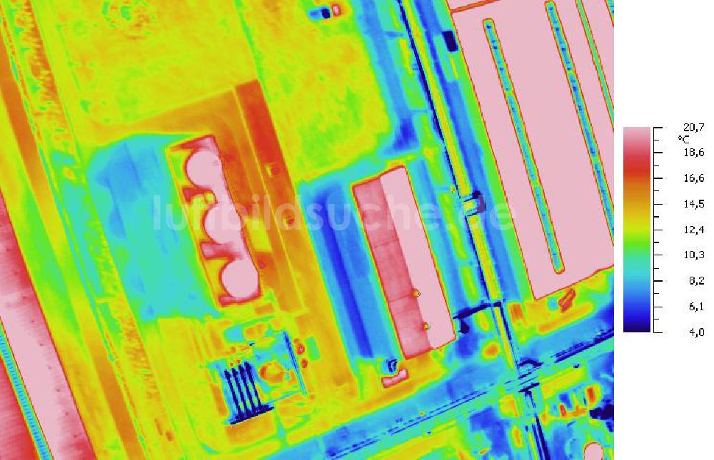 Infrarot-Luftbild SCHKOPAU - Senkrecht- Infrarotluftbild Industrieanlagen und Leitungssystemen der Buna-Werke GmbH Schkopau.