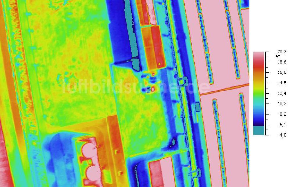 Infrarot-Luftbild SCHKOPAU - Senkrecht- Infrarotluftbild Industrieanlagen und Leitungssystemen der Buna-Werke GmbH Schkopau.