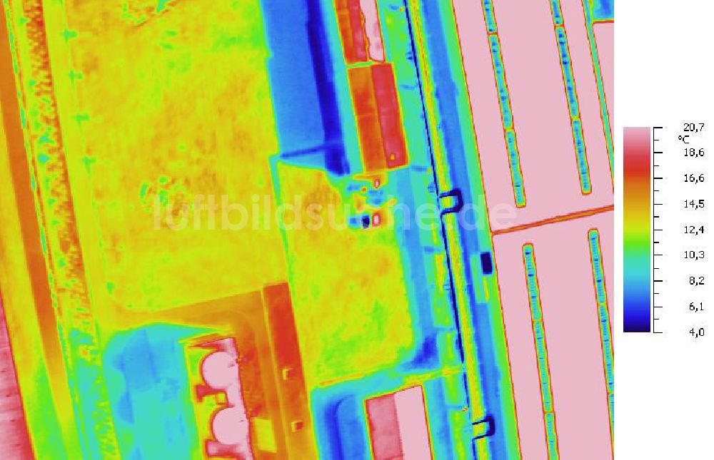 Infrarot-Luftbild SCHKOPAU - Senkrecht- Infrarotluftbild Industrieanlagen und Leitungssystemen der Buna-Werke GmbH Schkopau.