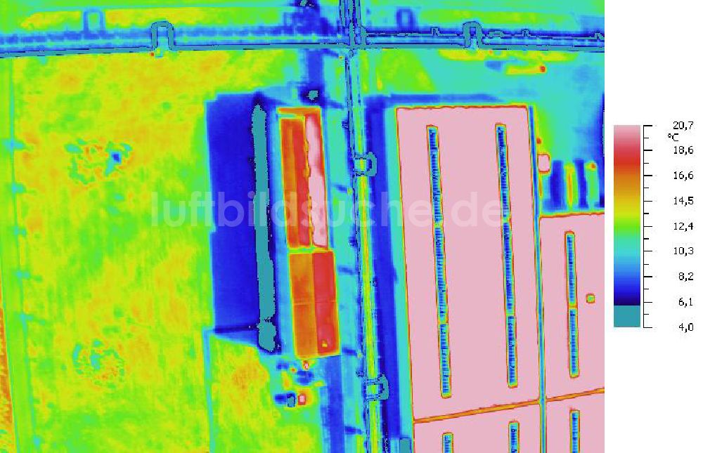 Infrarot-Luftbild SCHKOPAU - Senkrecht- Infrarotluftbild Industrieanlagen und Leitungssystemen der Buna-Werke GmbH Schkopau.