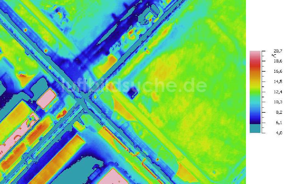 Infrarot-Luftbild SCHKOPAU - Senkrecht- Infrarotluftbild Industrieanlagen und Leitungssystemen der Buna-Werke GmbH Schkopau.