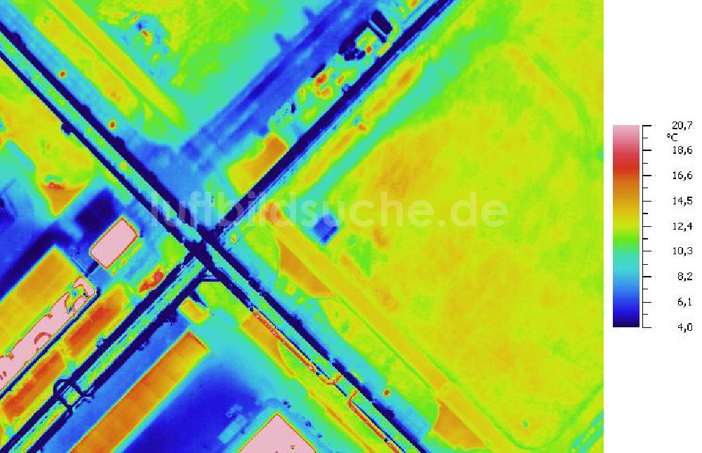 Infrarot-Luftbild SCHKOPAU - Senkrecht- Infrarotluftbild Industrieanlagen und Leitungssystemen der Buna-Werke GmbH Schkopau.