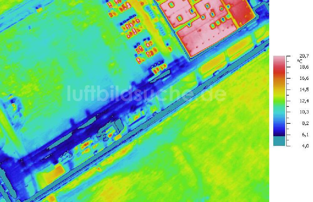 Infrarot-Luftbild SCHKOPAU - Senkrecht- Infrarotluftbild Industrieanlagen und Leitungssystemen der Buna-Werke GmbH Schkopau.