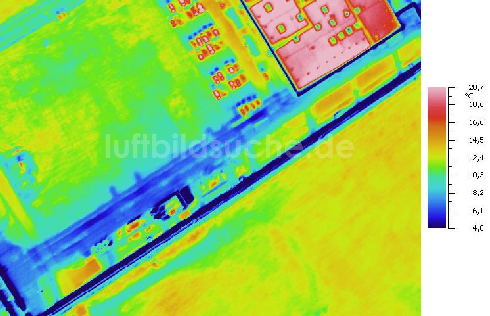 Infrarot-Luftbild SCHKOPAU - Senkrecht- Infrarotluftbild Industrieanlagen und Leitungssystemen der Buna-Werke GmbH Schkopau.