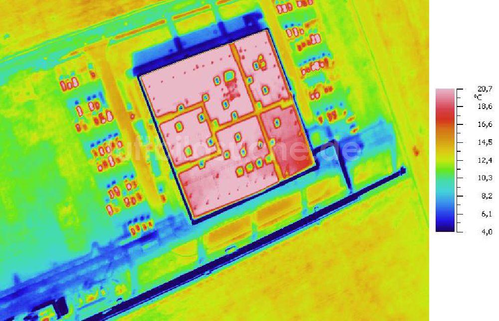Infrarot-Luftbild SCHKOPAU - Senkrecht- Infrarotluftbild Industrieanlagen und Leitungssystemen der Buna-Werke GmbH Schkopau.