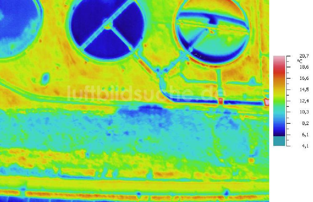 Infrarot-Luftbild SCHKOPAU - Senkrecht- Infrarotluftbild von den Kläranlagen der Buna-Werke GmbH Schkopau.
