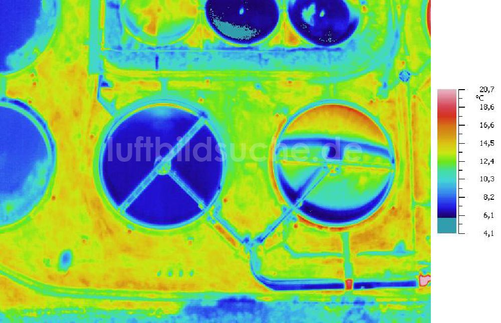 Infrarot-Luftbild SCHKOPAU - Senkrecht- Infrarotluftbild von den Kläranlagen der Buna-Werke GmbH Schkopau.