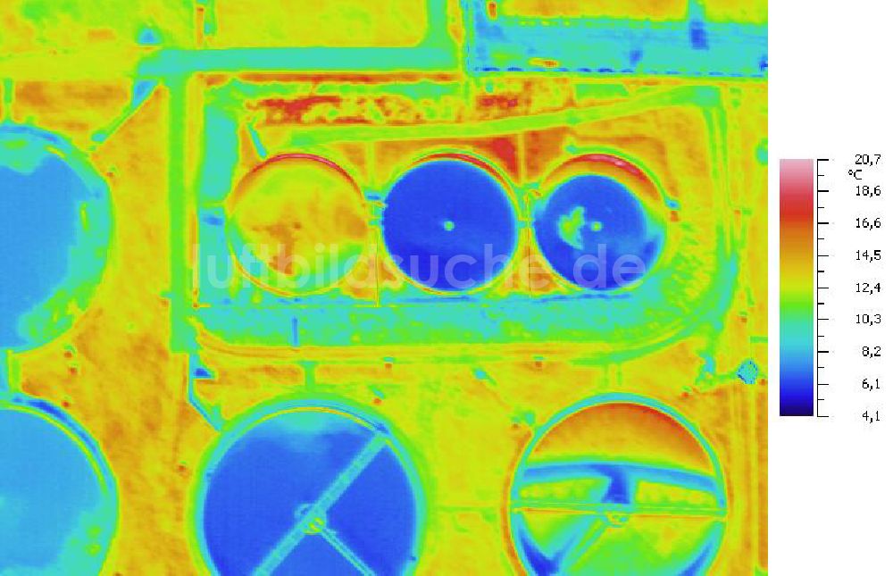Infrarot-Luftbild SCHKOPAU - Senkrecht- Infrarotluftbild von den Kläranlagen der Buna-Werke GmbH Schkopau.