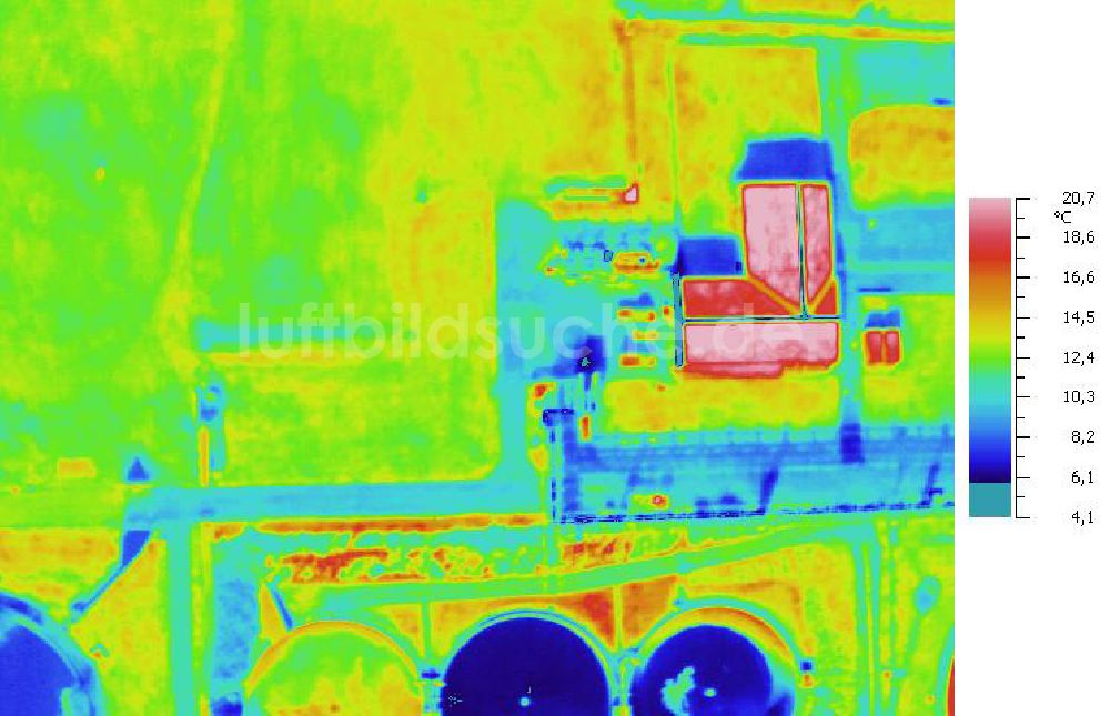 Infrarot-Luftbild SCHKOPAU - Senkrecht- Infrarotluftbild von den Kläranlagen der Buna-Werke GmbH Schkopau.