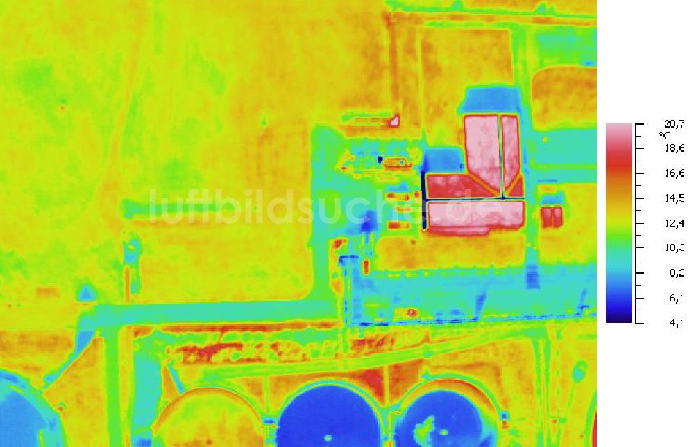 Infrarot-Luftbild SCHKOPAU - Senkrecht- Infrarotluftbild von den Kläranlagen der Buna-Werke GmbH Schkopau.