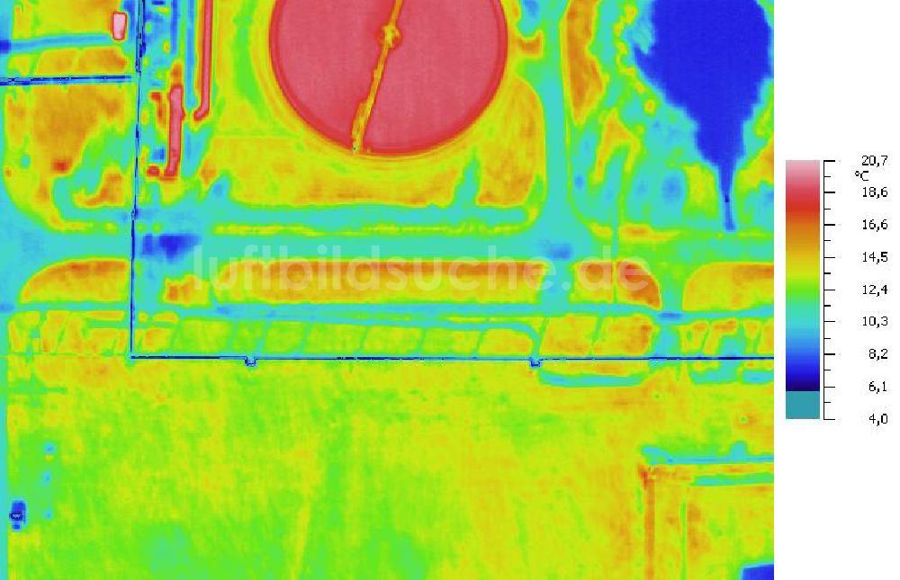 Infrarot-Luftbild SCHKOPAU - Senkrecht- Infrarotluftbild von den Kläranlagen der Buna-Werke GmbH Schkopau.
