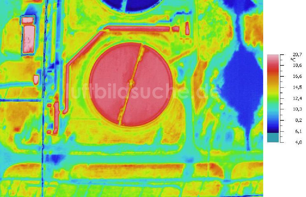 Infrarot-Luftbild SCHKOPAU - Senkrecht- Infrarotluftbild von den Kläranlagen der Buna-Werke GmbH Schkopau.