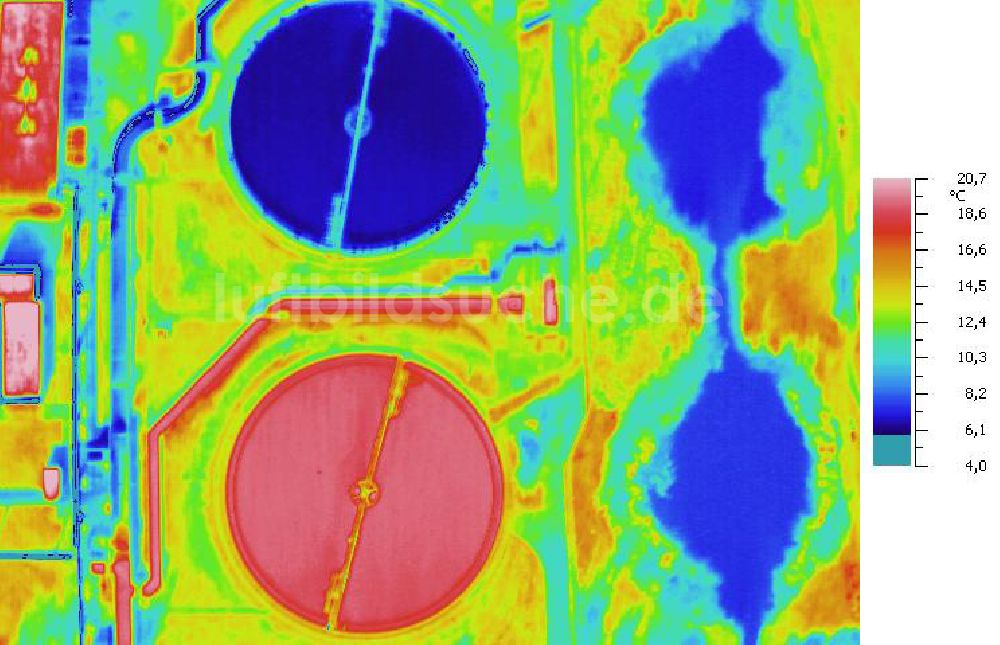 Infrarot-Luftbild SCHKOPAU - Senkrecht- Infrarotluftbild von den Kläranlagen der Buna-Werke GmbH Schkopau.