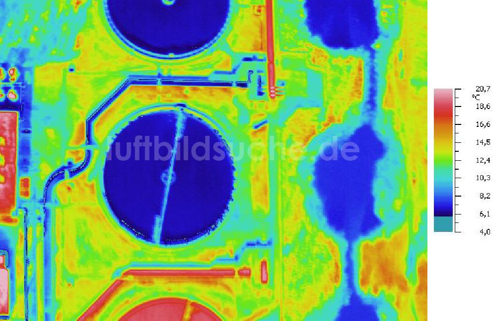Infrarot-Luftbild SCHKOPAU - Senkrecht- Infrarotluftbild von den Kläranlagen der Buna-Werke GmbH Schkopau.