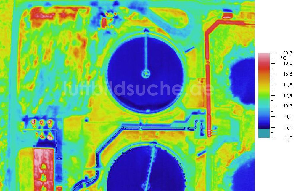 Infrarot-Luftbild SCHKOPAU - Senkrecht- Infrarotluftbild von den Kläranlagen der Buna-Werke GmbH Schkopau.