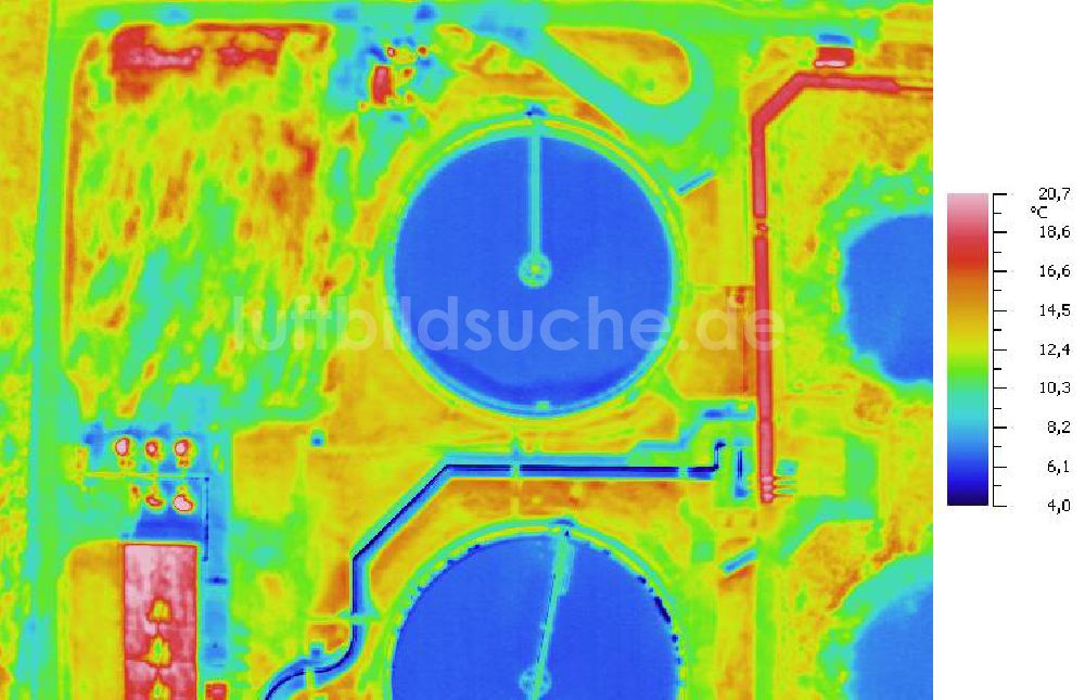 Infrarot-Luftbild SCHKOPAU - Senkrecht- Infrarotluftbild von den Kläranlagen der Buna-Werke GmbH Schkopau.