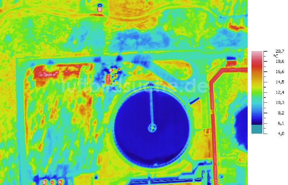 Infrarot-Luftbild SCHKOPAU - Senkrecht- Infrarotluftbild von den Kläranlagen der Buna-Werke GmbH Schkopau.
