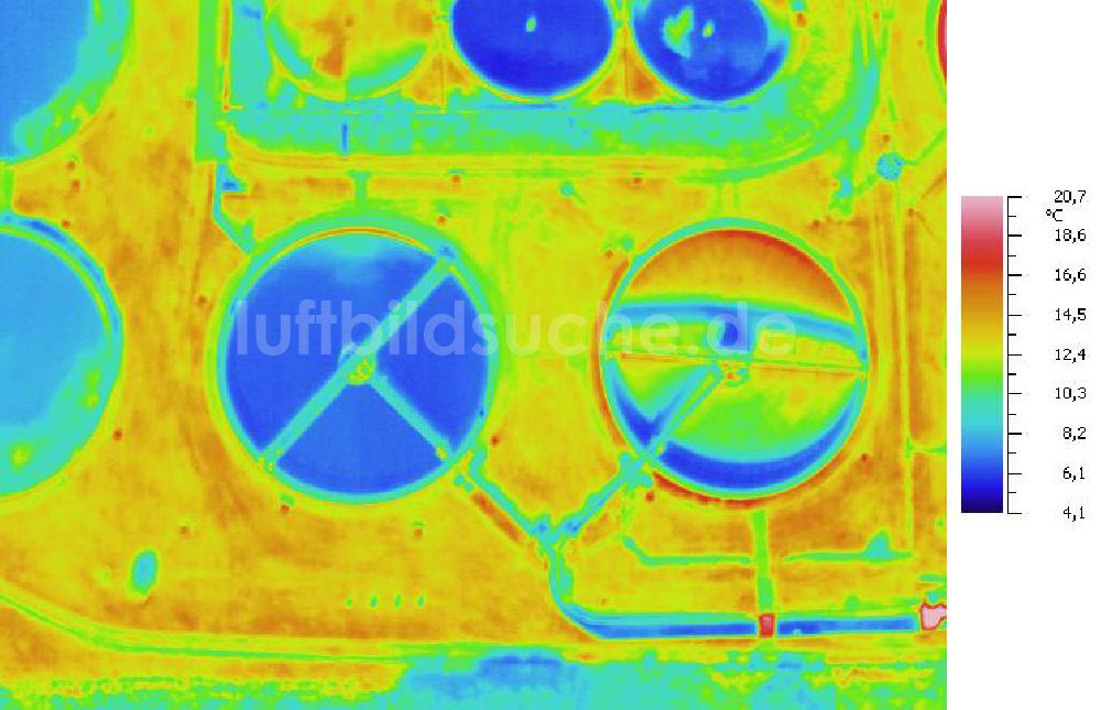 Infrarot-Luftbild SCHKOPAU - Senkrecht- Infrarotluftbild von den Kläranlagen der Buna-Werke GmbH Schkopau.