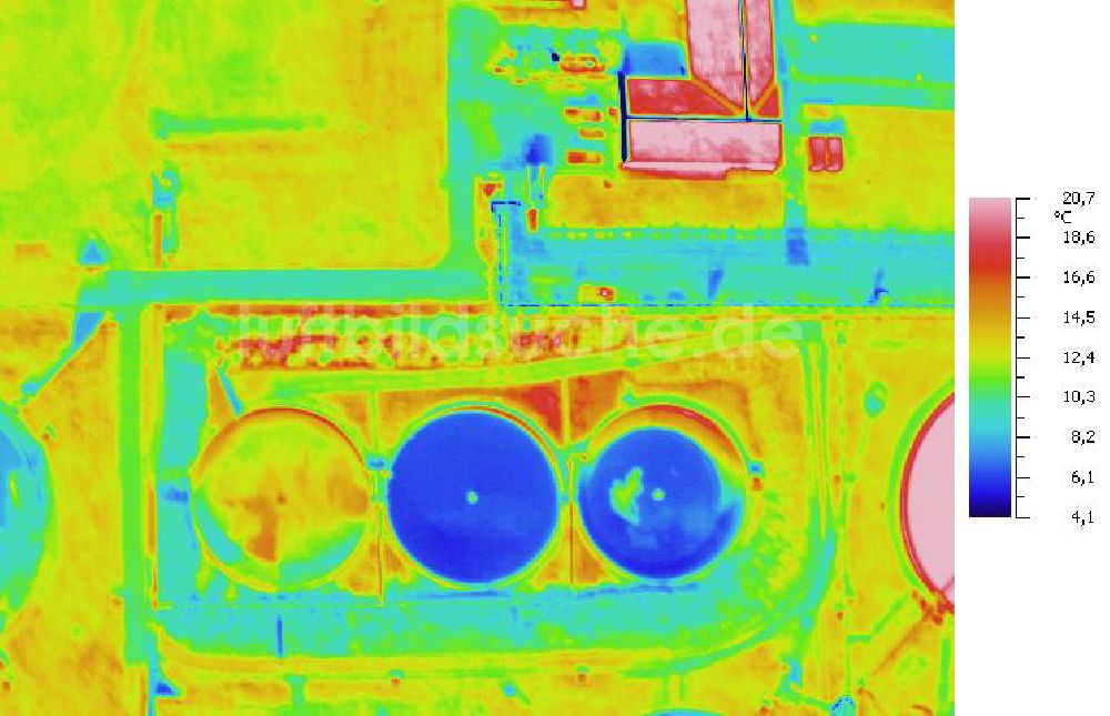 Infrarot-Luftbild SCHKOPAU - Senkrecht- Infrarotluftbild von den Kläranlagen der Buna-Werke GmbH Schkopau.