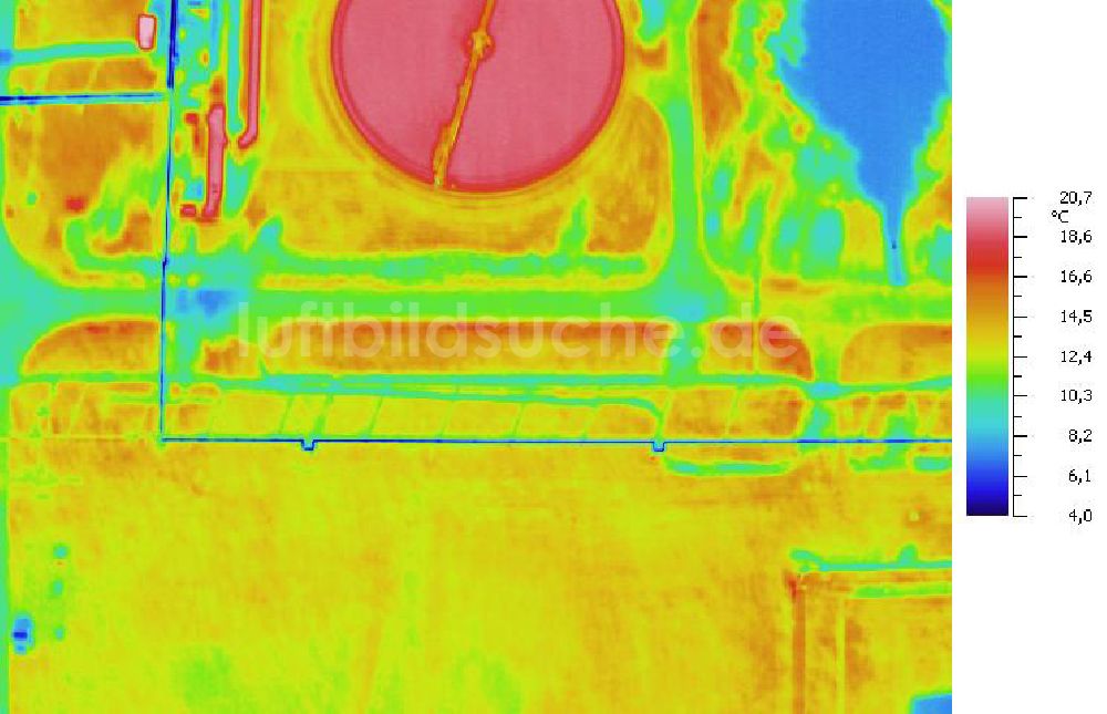 Infrarot-Luftbild SCHKOPAU - Senkrecht- Infrarotluftbild von den Kläranlagen der Buna-Werke GmbH Schkopau.