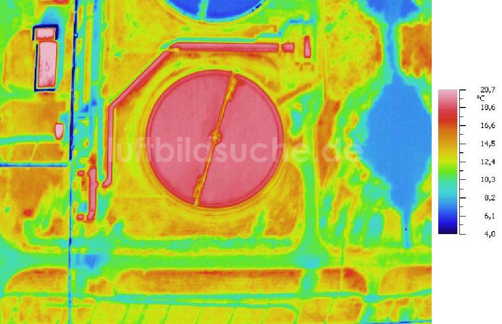 Infrarot-Luftbild SCHKOPAU - Senkrecht- Infrarotluftbild von den Kläranlagen der Buna-Werke GmbH Schkopau.