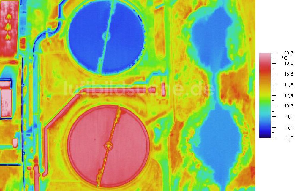 Infrarot-Luftbild SCHKOPAU - Senkrecht- Infrarotluftbild von den Kläranlagen der Buna-Werke GmbH Schkopau.