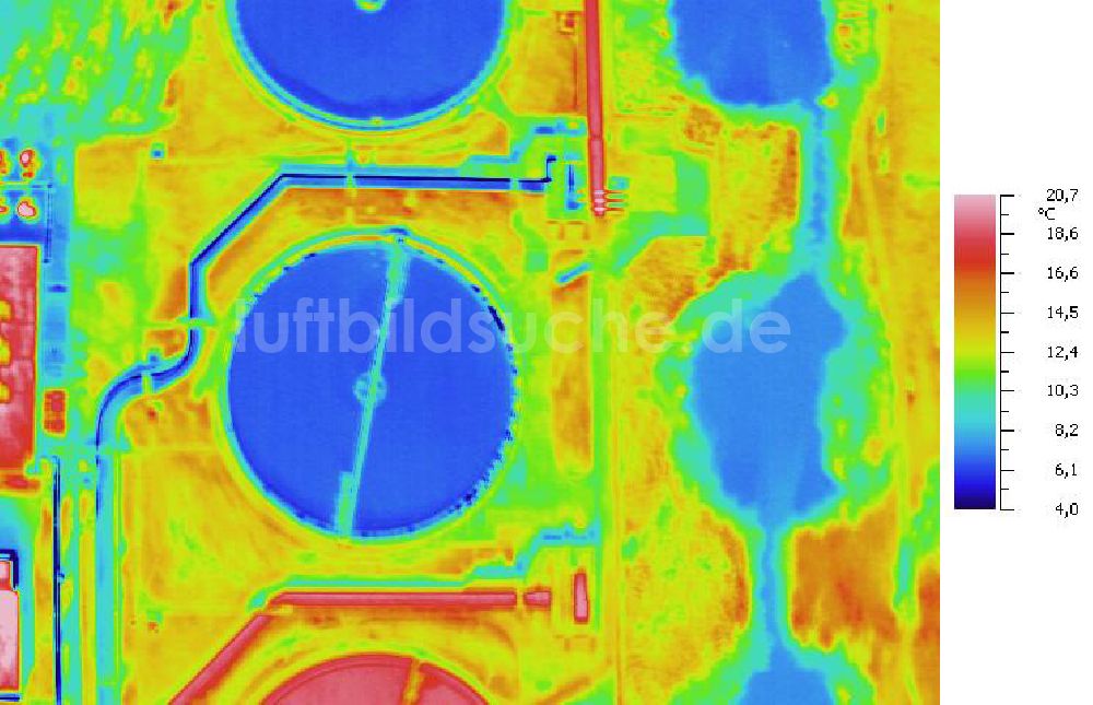 Infrarot-Luftbild SCHKOPAU - Senkrecht- Infrarotluftbild von den Kläranlagen der Buna-Werke GmbH Schkopau.