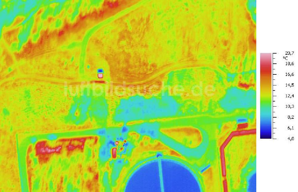 Infrarot-Luftbild SCHKOPAU - Senkrecht- Infrarotluftbild von den Kläranlagen der Buna-Werke GmbH Schkopau.