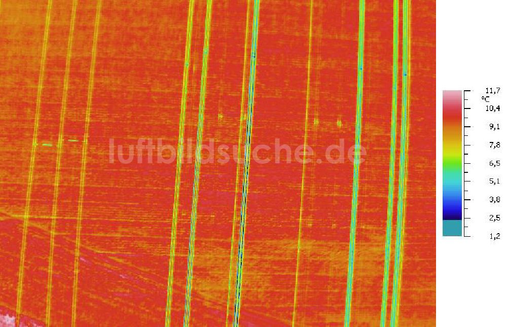 Infrarot-Luftbild MILZAU - Senkrecht- Infrarotluftbild von Starkstromtrassen bei Milzau