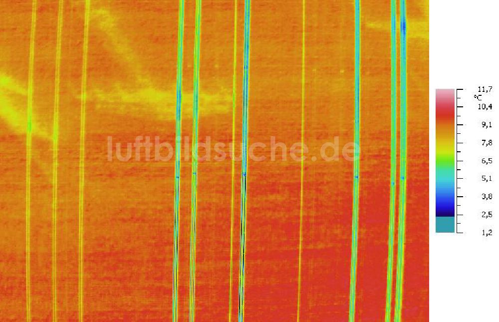 Infrarot-Luftbild MILZAU - Senkrecht- Infrarotluftbild von Starkstromtrassen bei Milzau