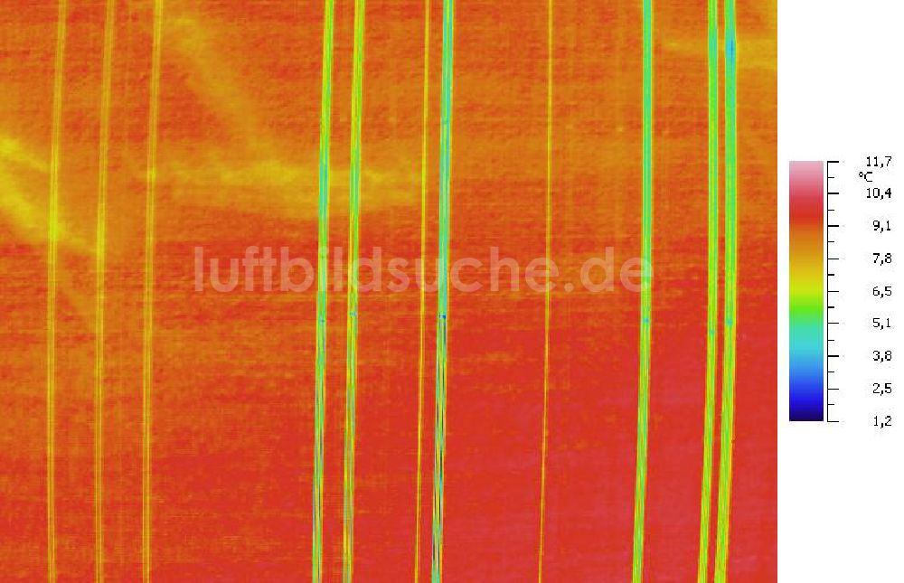Infrarot-Luftbild MILZAU - Senkrecht- Infrarotluftbild von Starkstromtrassen bei Milzau