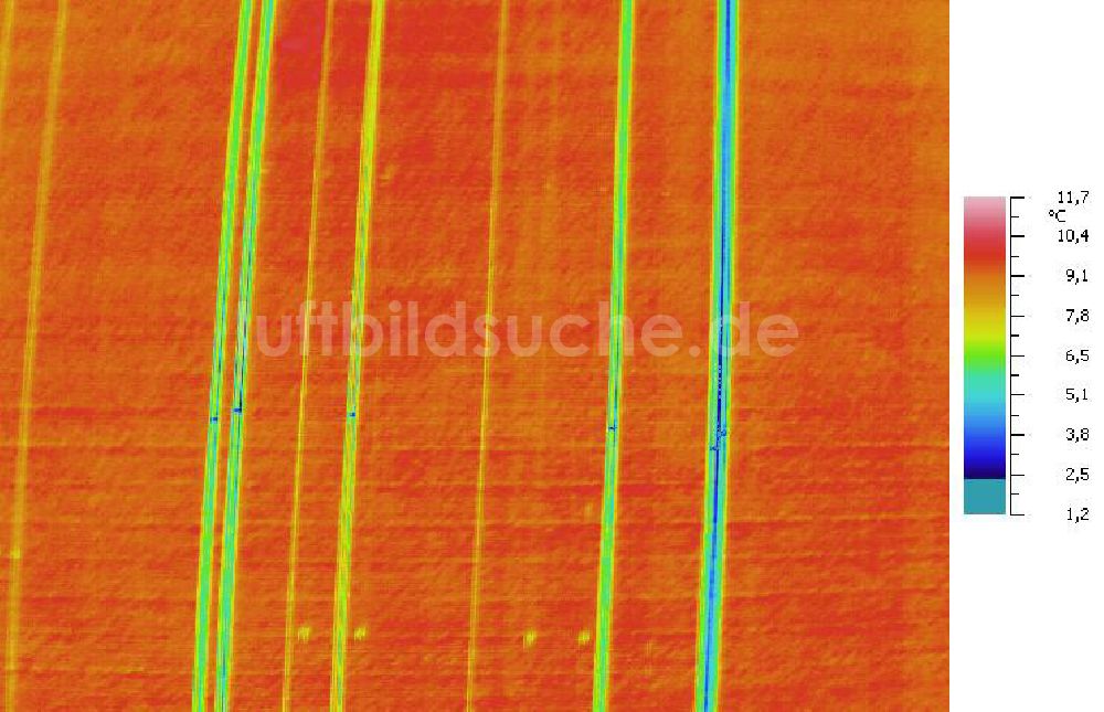 Infrarot-Luftbild MILZAU - Senkrecht- Infrarotluftbild von Starkstromtrassen bei Milzau
