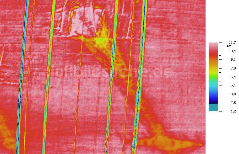 Infrarot-Luftbild MILZAU - Senkrecht- Infrarotluftbild von Starkstromtrassen bei Milzau