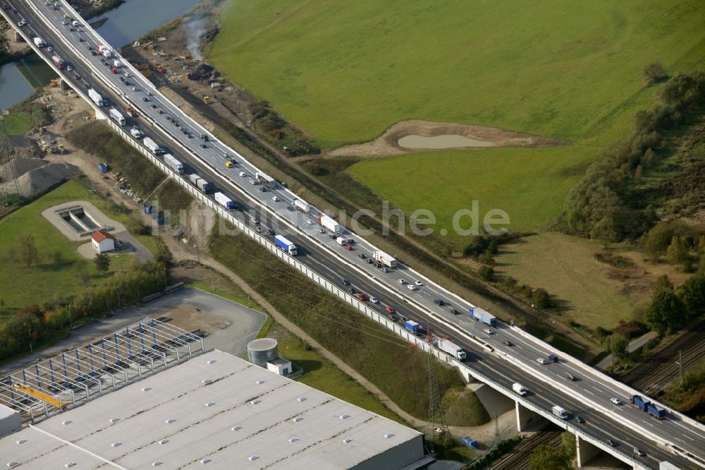 Hagen von oben - A1 Autobahn Stau Hagen in Nordrhein-Westfalen