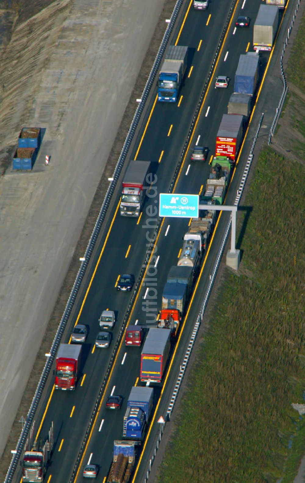 Luftaufnahme Hamm - A2 Autobahn Stau Hamm in Nordrhein-Westfalen