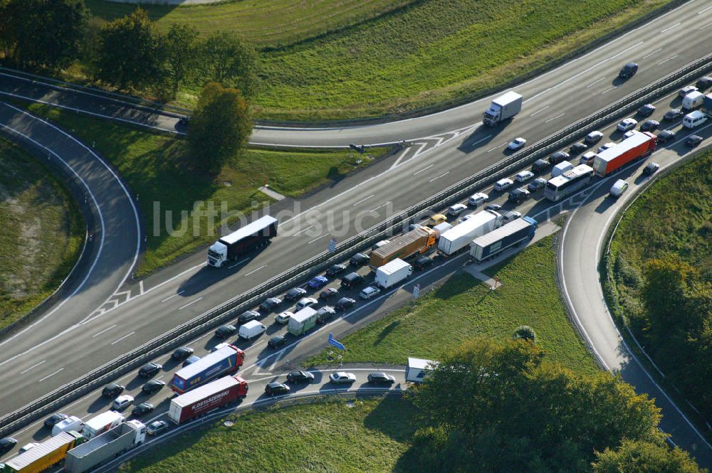 Luftbild Hamm - A2 Autobahn Stau Hamm in Nordrhein-Westfalen