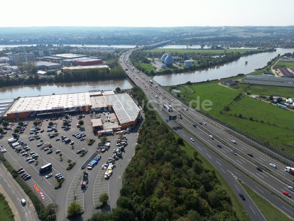 Dresden von oben - A4 Autobahnabfahrt Dresden Neustadt in Dresden im Bundesland Sachsen, Deutschland