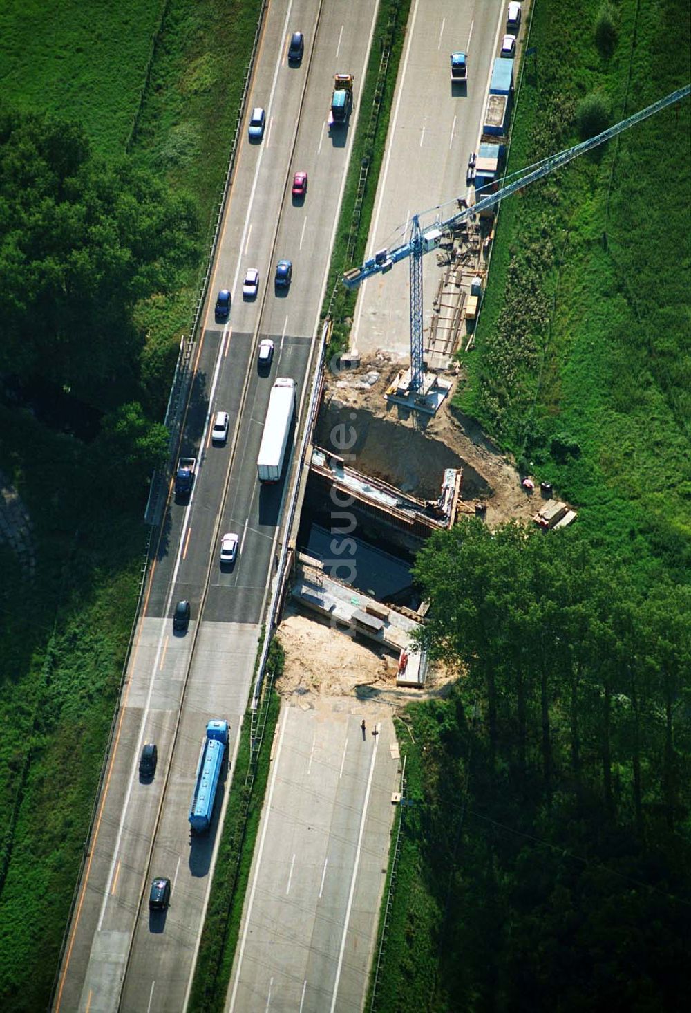 Rangsdorf von oben - A10 Autobahnbrücke im Bau - Berlin